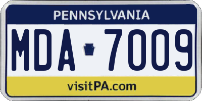 PA license plate MDA7009