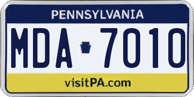PA license plate MDA7010
