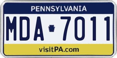 PA license plate MDA7011