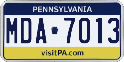 PA license plate MDA7013
