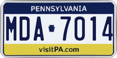 PA license plate MDA7014