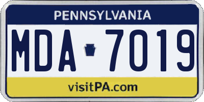 PA license plate MDA7019