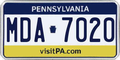 PA license plate MDA7020