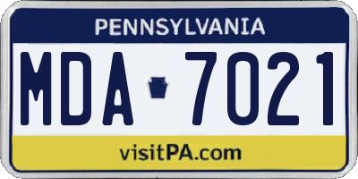 PA license plate MDA7021