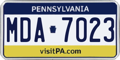 PA license plate MDA7023