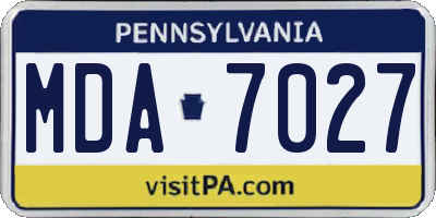 PA license plate MDA7027