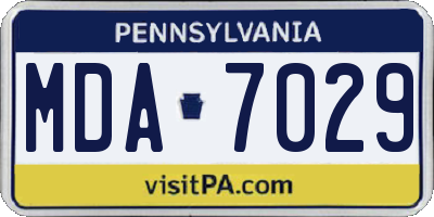 PA license plate MDA7029