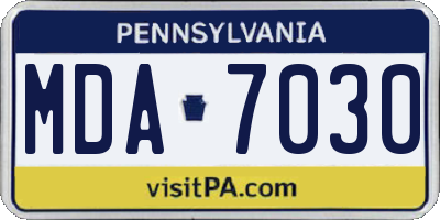 PA license plate MDA7030