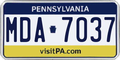 PA license plate MDA7037