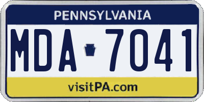 PA license plate MDA7041