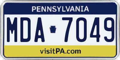 PA license plate MDA7049