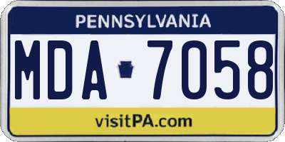 PA license plate MDA7058