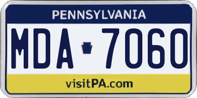 PA license plate MDA7060