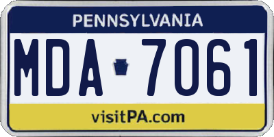 PA license plate MDA7061