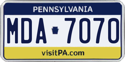 PA license plate MDA7070
