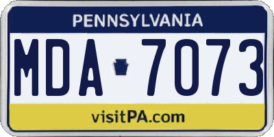 PA license plate MDA7073