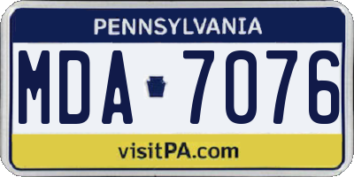 PA license plate MDA7076