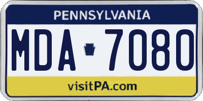 PA license plate MDA7080