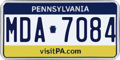 PA license plate MDA7084