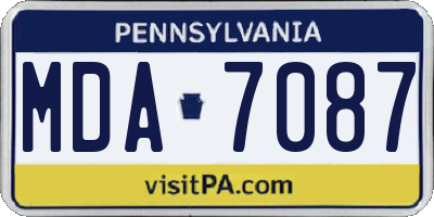 PA license plate MDA7087