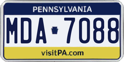 PA license plate MDA7088