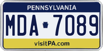 PA license plate MDA7089