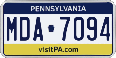 PA license plate MDA7094