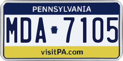 PA license plate MDA7105
