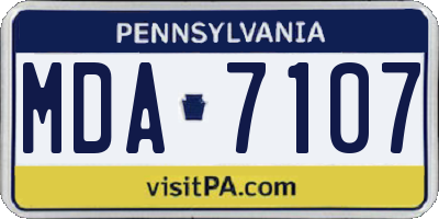 PA license plate MDA7107