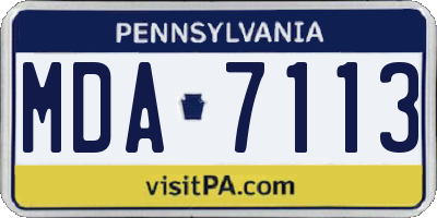 PA license plate MDA7113