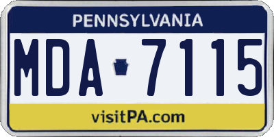 PA license plate MDA7115