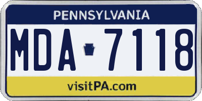 PA license plate MDA7118