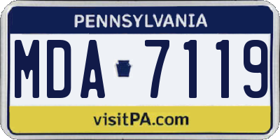 PA license plate MDA7119