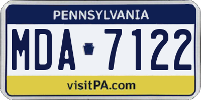 PA license plate MDA7122