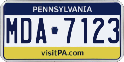 PA license plate MDA7123