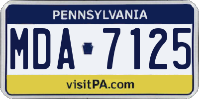 PA license plate MDA7125