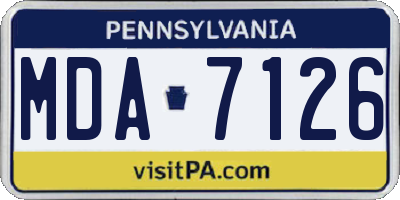 PA license plate MDA7126