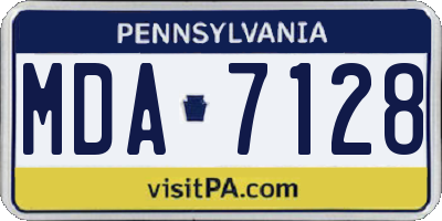 PA license plate MDA7128