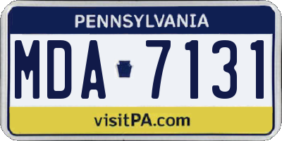 PA license plate MDA7131