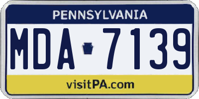 PA license plate MDA7139