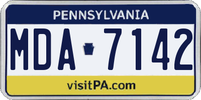 PA license plate MDA7142