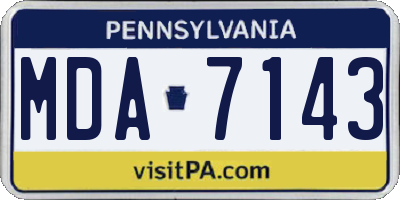 PA license plate MDA7143
