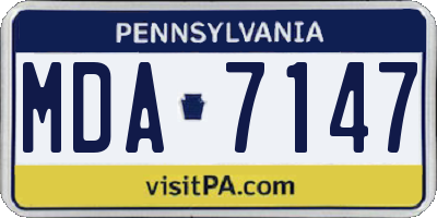 PA license plate MDA7147