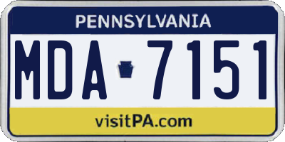 PA license plate MDA7151