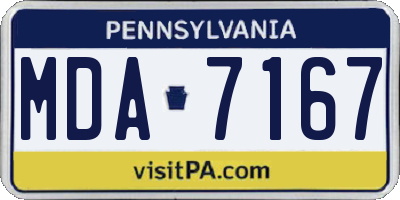 PA license plate MDA7167