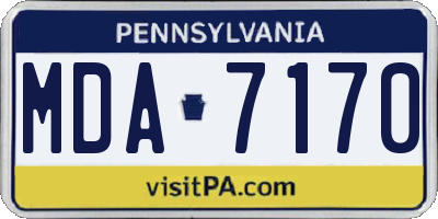 PA license plate MDA7170