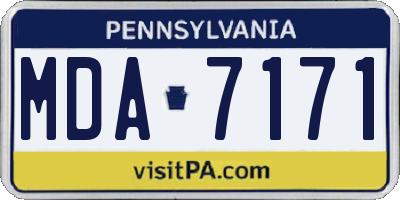 PA license plate MDA7171