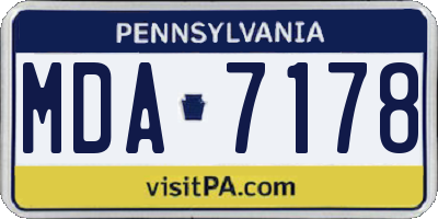 PA license plate MDA7178