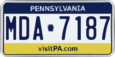 PA license plate MDA7187