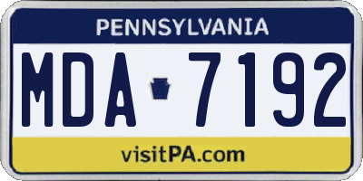 PA license plate MDA7192